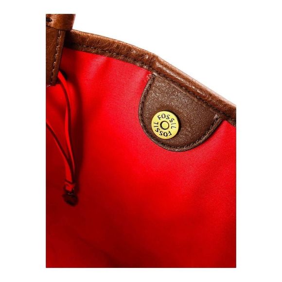 Fossil Rachel Black and Cream Striped tote shopper bag purse leather handles - Picture 4 of 9